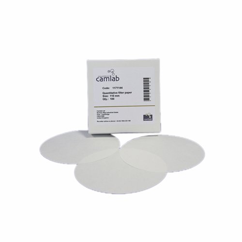 Camlab 1171146 Filterpapier Grade 11 [41] (100 Stück), schnellfiltrierend, aschellos, 150 mm Durchmesser
