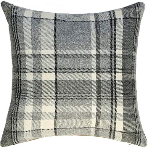 McAlister Textiles Heritage | Kissenbezug für Sofa, Couch in Anthrazit Grau | 50 x 50cm | gewobenes Tartan-Muster kariert | Deko Kissenhülle pflegeleichtes Wolle-Gefühl