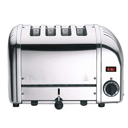 Dualit Classic Vario Toaster 4 Scheiben - Toaster Edelstahl Handgefertigt in GBR - Unique ProHeat® Elemente - Energiesparende Schlitzauswahl, Brot Auftauen, Mechanische Zeituhr - 4er Toaster Poliert