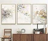 Leinwand-Gemälde Tusche-Malerei-abstrakte Blumen und Pflanzen Poster und Wandbild, Art Deco Gemälde, for Wohnzimmer-Dekoration No Frame (Size : 40x60cmx3 No Frame)