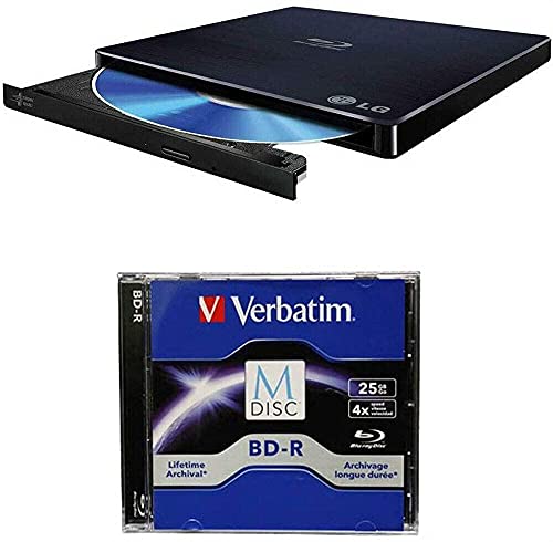 Systor WP50NB40 Externes tragbares schlankes Blu-ray-Brenner-Bundle mit Cyberlink-Brennsoftware - Unterstützt M-DISC- und BDXL-Discs (Retail Box)