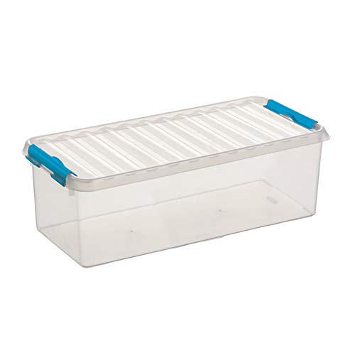 6x SUNWARE Q-Line Box - 9,5 Liter - 485 x 190 x 147mm - transparent/blau