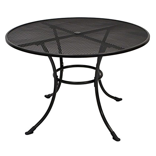 Gartenmoebel Streckmetalltisch RIVO 110cm rund, eisengrau MIT Schirmloch in der Mitte der Tischplatte Tisch