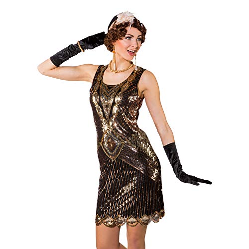 orlob gmbh Kostüm Charleston Kleid 20er Jahre Damen schwarz/gold Gr. L/XL