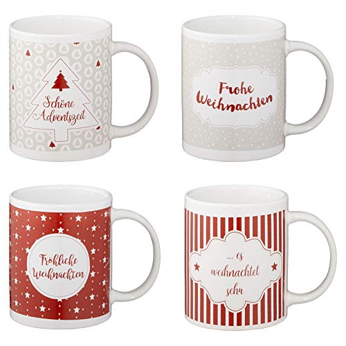 Annastore Weihnachtstassen mit apartem Design - Glühweintassen Set - Weihnachtsbecher Glühweinbecher Weihnachtsgeschirr Größe 12 Tassen