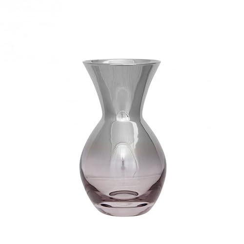 [W] Penny/Vase,Glas,grau,Silber Rand/H.14,5cm,D.9cm