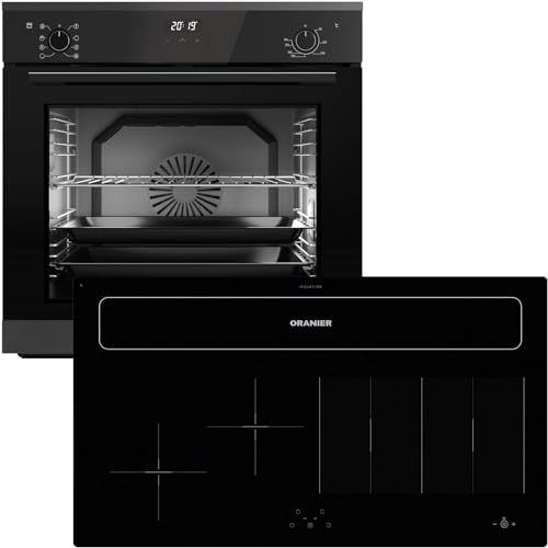 Oranier Backofen Set EBS420 Einbau autark - 9 Funktionen & Flexx-Induktion 90 cm mit Kochfeldabzug KXI 1092-4 Kochzonen & Brückenfunktion