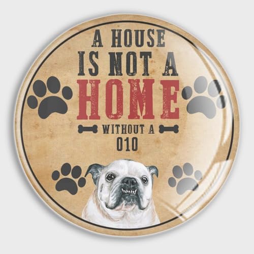 Evans1nism Glasmagnete für Kühlschrank "A House Is Not A Home Without A American Bulldogge", niedliche Magnete, Tierwelpe, runde Magnete für Welpen, Hunde, starke Magnete für Küche, Büro, Zuhause,