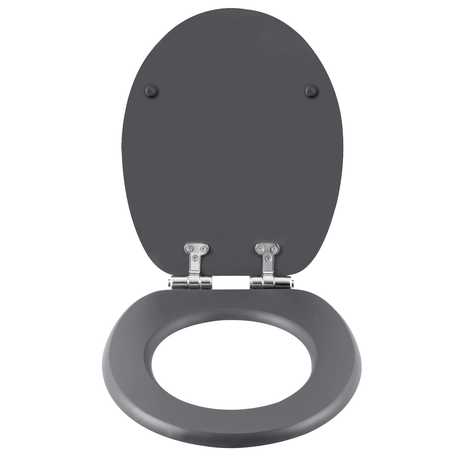 eSituro Toilettendeckel mit Absenkautomatik Holz, WC Sitz mit Quick-Release-Funktion für leichte Reinigung, einfache Montage, antibakterieller Toilettensitz Motiv, MDF,Anthrazit