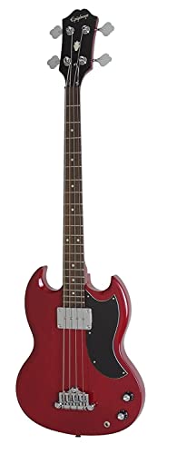 Epiphone EB-0 Elektrische Bass-Gitarre (Kirschrot lackiert, Mahagoni Korpus und Hals, SG Form)