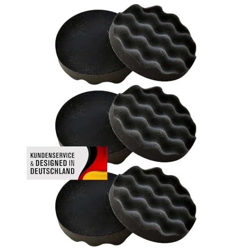 Duke-Handel Polierschwamm Set 150mm Klett In Verschiedenen Härtegraden Und Setgrößen Polierschwämme Für Die Poliermaschine Polierpads Polierset Kletthaftend (Grau Soft-Medium gewaffelt, 6er Set)