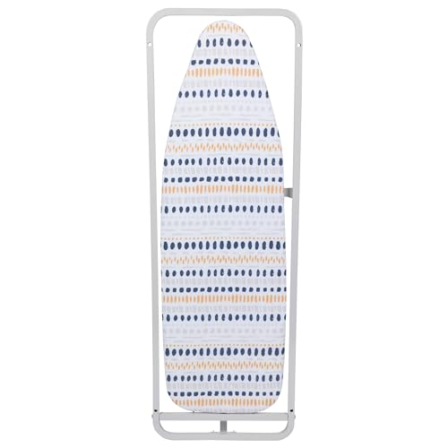 Beldray LA031657STRIPFEU7 Overdoor Ironing Board – Hooks Over Doors to Save Space, Small Folding Compact Design, Heat Reflective Cover, Cushioned Hooks, Felt Underlay, Stripe Cover, 110 x 33 cm