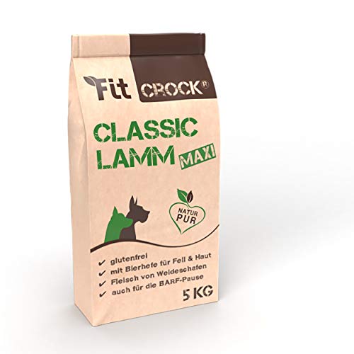 cdVet Fit-Crock Hundefutter trocken Classic Lamm Maxi 5 kg, glutenfrei