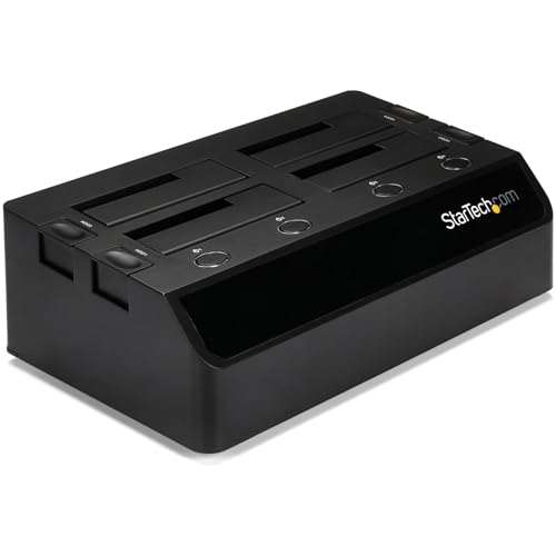 StarTech.com USB 3.0 4 Bay 2,5 Zoll / 3,5 Zoll SATA III Festplatten Dockingstation mit UASP und zwei Lüftern, 6,4 / 8,9 cm HDD / SSD Dock