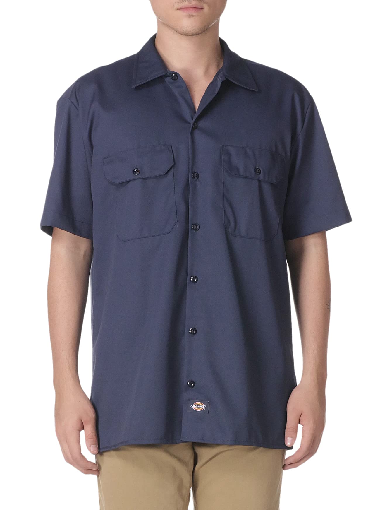 Dickies Herren Kurzärmliges Arbeitshemd, groß und hoch Button-Down-Shirt, Marineblau, 4X-Large