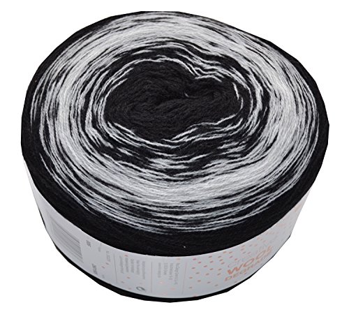 Creative Wool Degrade, 200g, 800m, mit Anleitung Dreiecktuch (Schwarz Weiß)