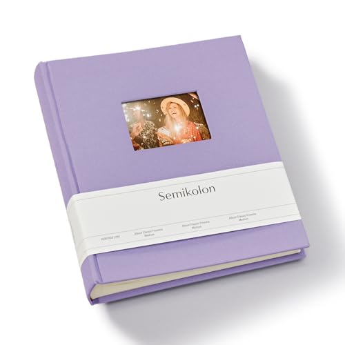 Semikolon 369969 Foto-Album Medium Finestra – 21,6x25,5 cm – 80 Seiten cremefarben, für 160 Fotos – lilac silk lila