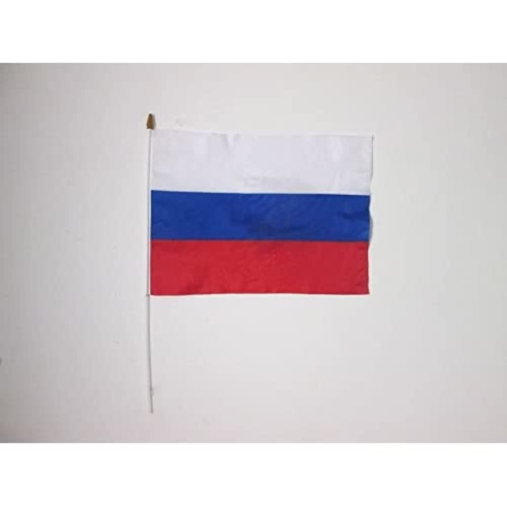 AZ FLAG STOCKFLAGGE Russland 45x30cm mit mast - 10 stück RUSSISCHE STOCKFAHNE 30 x 45 cm - flaggen