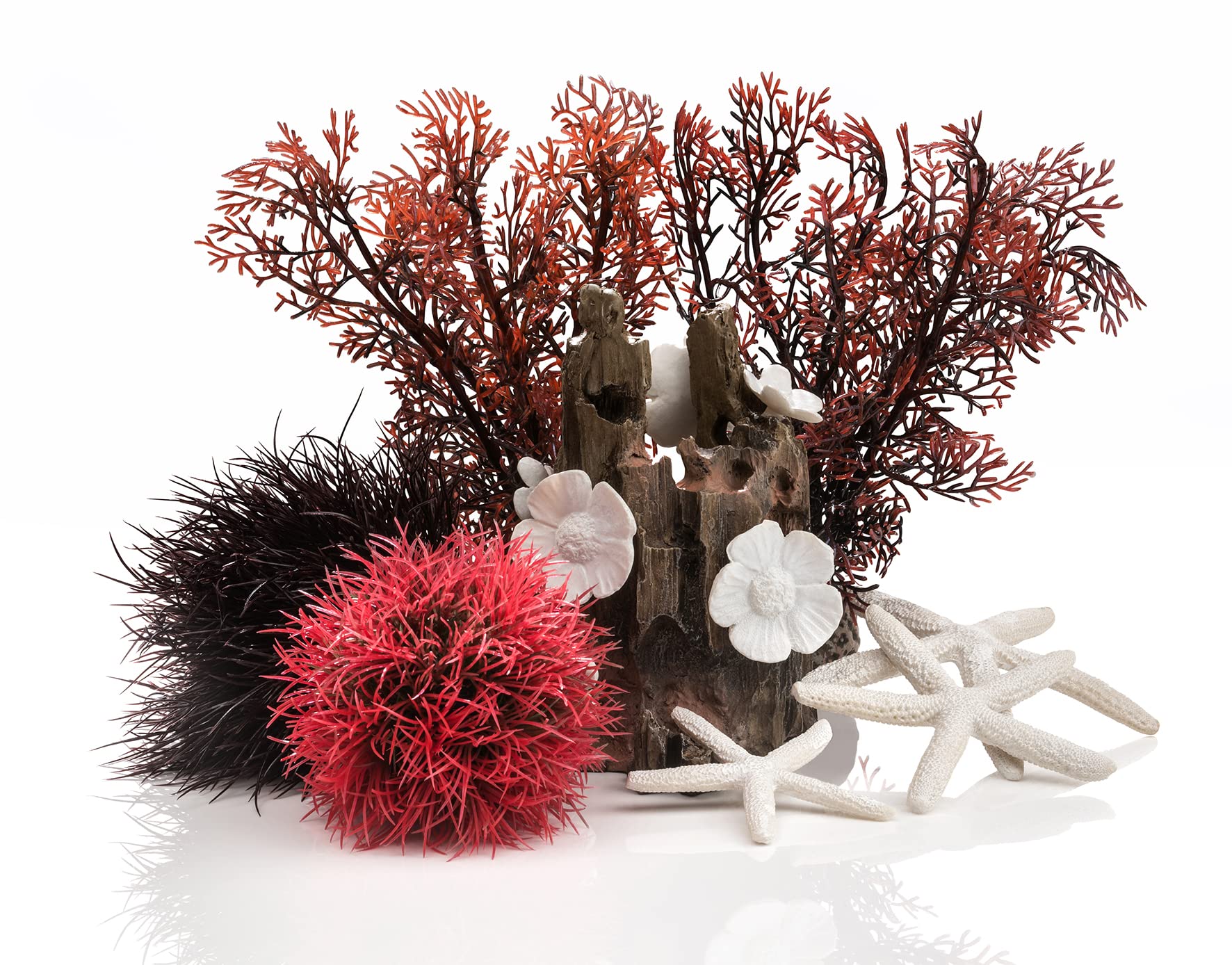 biOrb 48442 Decor Set 15L Red Forest - Aquariendekoration mit realistischen künstlichen Wasserpflanzen, Wurzeln und Steinen | für Süßwasser und Meerwasser