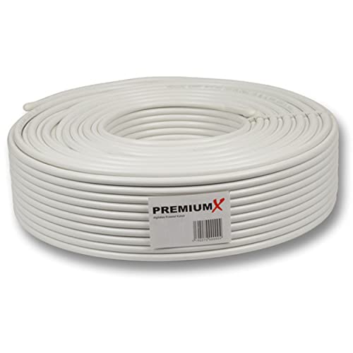 PremiumX Deluxe Pro 50m Koaxial Kabel 135 dB 5-Fach geschirmt Reines Kupfer Sat KoaX Antennenkabel 50 m