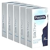 Pasante Silk Thin 5x12 (60 superdünne Kondome), extrem dünne Wandstärke für intensiveres Empfinden, Eco-Pack