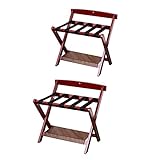 GUODDM Kofferablage 2er Set, Klappbares Kofferregal Aus Massivholz, Bodenstehender Kofferständer, Kleiderständer Am Bett, 60 * 50 * 65cm (Color : Wine red)