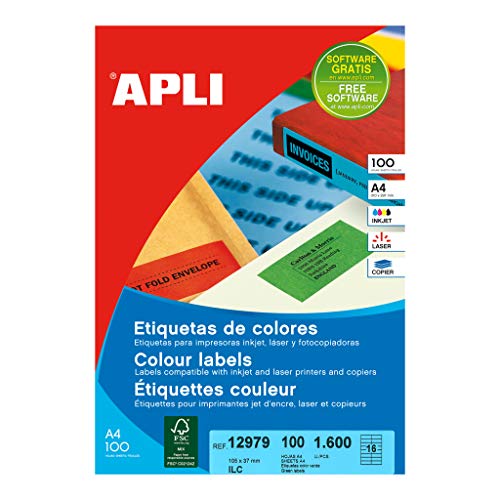 APLI 12979 Permanent-Etiketten, grün, 105,0 x 37,0 mm, 100 Blatt