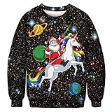 Unisex Ugly Christmas Sweater Tacky Xmas Jumper Tops 3D Christmas Print Holiday Party Rundhals-Sweatshirt,AW06,5XL