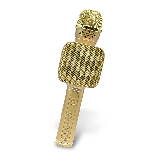 Forever Bluetooth Karaoke Mikrofon, Kabellos Lautsprecher mit Microfon 3W, Kompatibel mit iPhone, Android, 1500 mAh Akku, Tragbares Musik Maschine, Geschenke für Kinder, Erwachsene (BMS-400) Gold