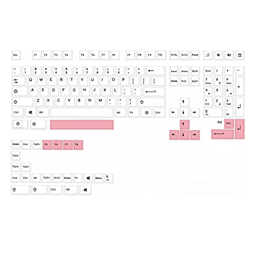 SweetWU Mechanische Tastatur-Tastenkappen, minimalistisches weißes Design, Kirsch-Profil, 143 Tasten, kompatibel mit Cherry MX Kailh Gateron Schalter, Pink