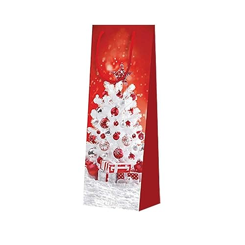 1er Flaschentragetasche Weihnachtsbaum glänzend rot 12,3 + 7,8 x 36,2 cm, 25 Stück
