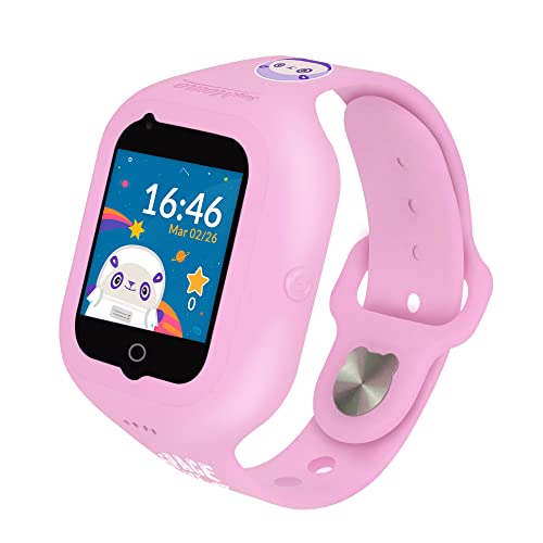 Smartwatch Space Lite - Kinder Handy GPS-Uhr mit 4G Kamera Telefon Anruf Sprachnachrichten IP65 Wasserresistent (Pink)