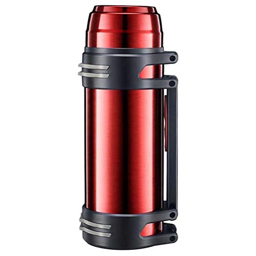 QYHSS Thermosflasche, 1,2 l / 2 l / 2,5 l / 3 l, Edelstahl, hält warmes und kaltes Wasser, mit Kappe, für Büro, Reise im Freien (rot)