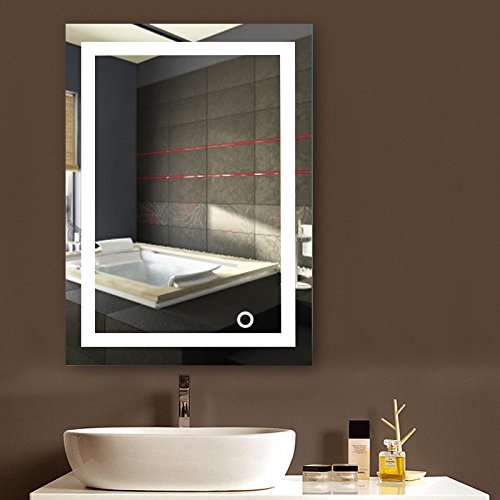 Badezimmerspiegel mit Beleuchtung, Wandspiegel Badspiegel mit Touchschalter, Kaltweiße Spiegel, Rechteckiger Wand-Spiegel für Badezimmer, Spa und Hotel, 50 * 70 cm
