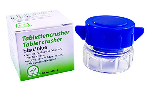 Medi-Inn Tablettenmörser blau | Tablettencrusher zum Zerkleinern von Tabletten | mit Aufbewahrungsfach | 100 Stück