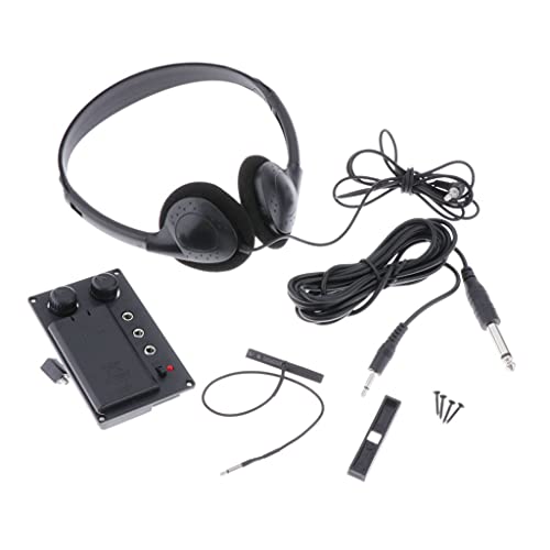 Premium Elektro Violin Piezo Tonabnehmersystem mit Kopfhörerkabelsatz Schwarz