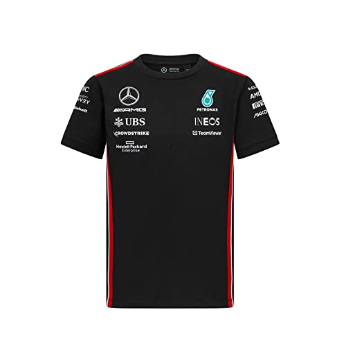 MERCEDES AMG PETRONAS Formula One Team - Kinder 2023 Team-T-Shirt - Schwarz - Größe: 9/10 Jahre (140)