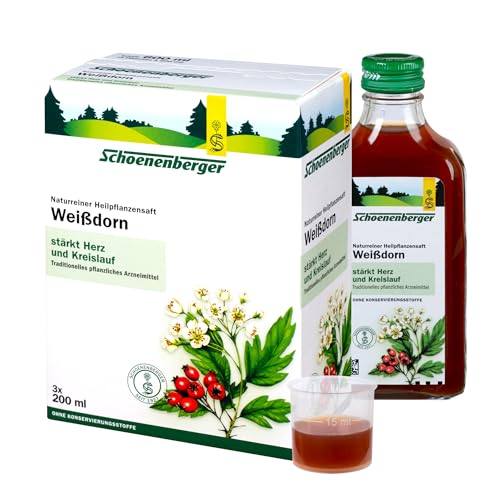 Schoenenberger Weißdorn, Naturreiner Heilpflanzensaft – zur Unterstützung der Herz-Kreislauf-Funktion - freiverkäufliches Arzneimittel, 600 ml