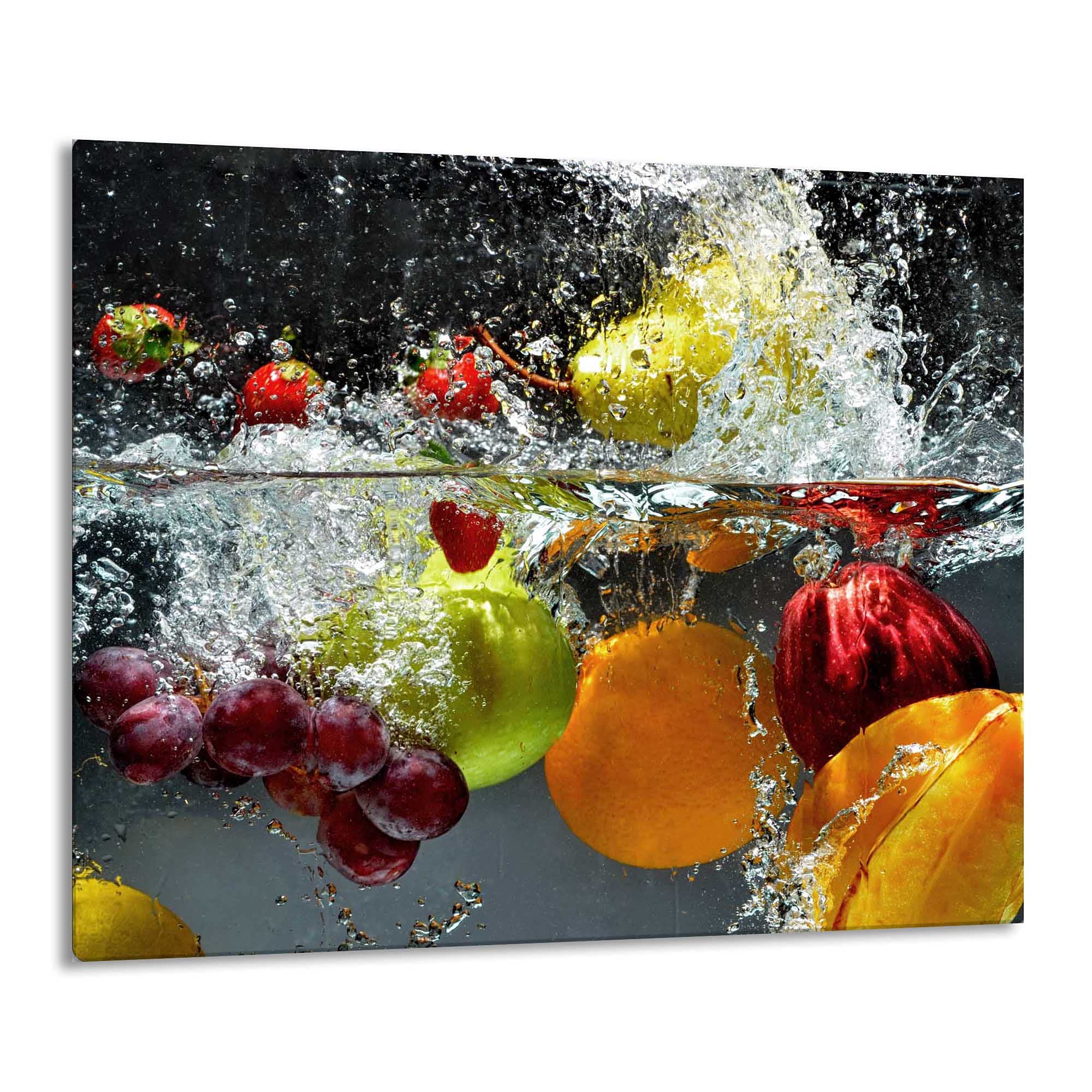 Gsmarkt | Herdabdeckplatte Schneidebrett Spritzschutz 60x52 | Bild auf Glas | Sicherheitsglas Gehärtetes Glas Bild | Motiv Früchte