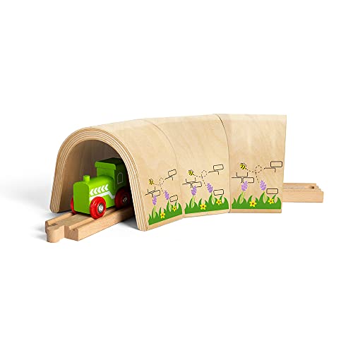 Bigjigs Rail Curved Train Tunnel - Natural Tunnel for Wooden Train Sets & Wooden Railways, Quality Bigjigs Train Accessories, Wooden Train Track Accessories