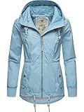 Ragwear Damen Übergangsjacke leichte Jacke kurz wasserdicht (Wassersäule: 4.000 mm) mit Kapuze Danka Light Blue23 Gr. L