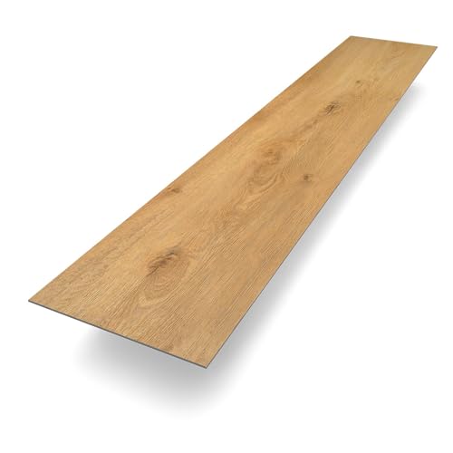 Bodenglück Klebevinyl ''Eiche Memmert'' Braun | Klebe Vinyl natürliche Holzoptik | 1219 x 228 x 2,5 mm | Paketpreis für 3,34m² | sehr Fußwarm, minimale Aufbauhöhe, für Fußbodenheizung, wasserfest