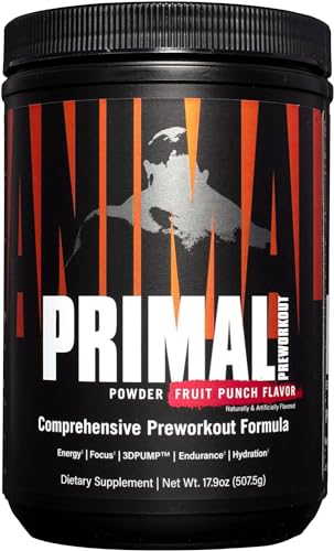 Universal Nutrition ANIMAL PRIMAL (Fruit Punch) Pre Workout Booster mit Beta Alanin, Betain, Taurin & Tyrosin & mehr für maximalen Pump, Energie & Versorgung mit Aminosäuren beim Training, 507g