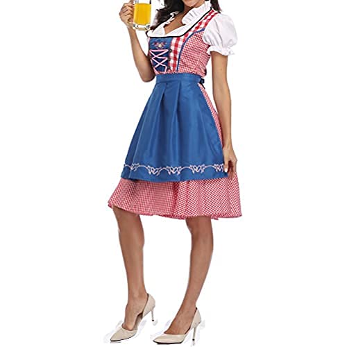 Chiyyak Damen Dirndl Kleid Oktoberfest Kostüm Kleid mit Schürze Mais Uniform Anzug Bier Festival Karneval Kostüm
