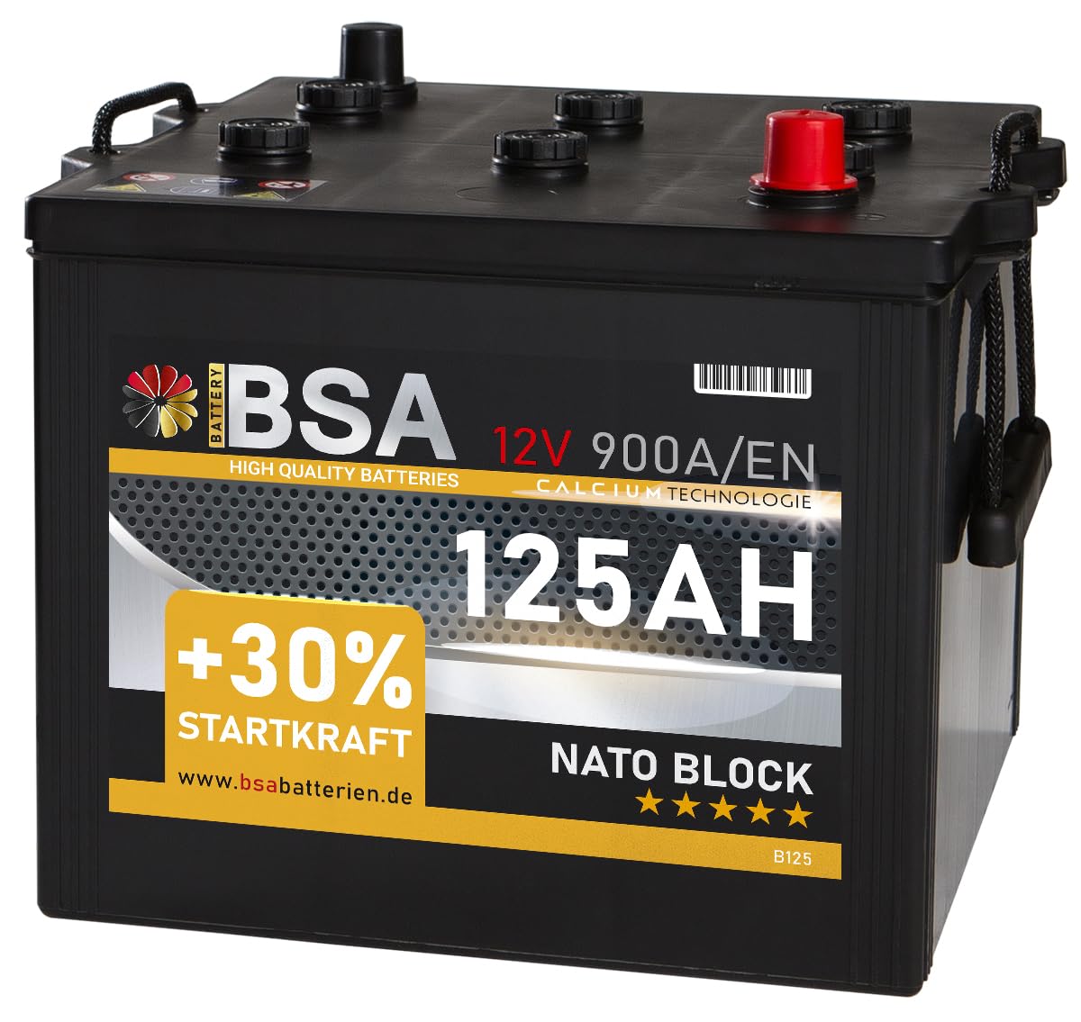 LKW Batteie 125Ah 900A/EN 12V NATO Block Starterbatterie Unimog Panzer Bundeswehr 110AH …