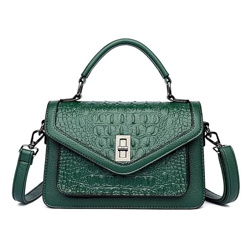BHUJIA Taschen, Damentaschen, Frühlingskrokodil-Crossbody-Taschen, One-Shoulder-Handheld-kleine quadratische Taschen, grün