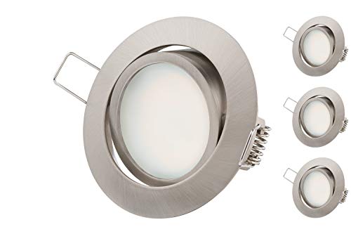 Ultra Flach LED Einbaustrahler - Tolles Design - Warmweiss Kaltweiss - 3.5W 230V Edelstahl Optik Schwenkbar - Einbauspots - Einbauleuchten (5.5W-Kaltweiss-3er)