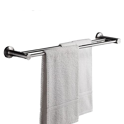 BRJOY Doppelte Handtuchschiene, wandmontierte Handtuchhalter Rack Bad Küchenzubehör Edelstahl gebürstete Finish Handtuchstange Regal (Size : 50cm)