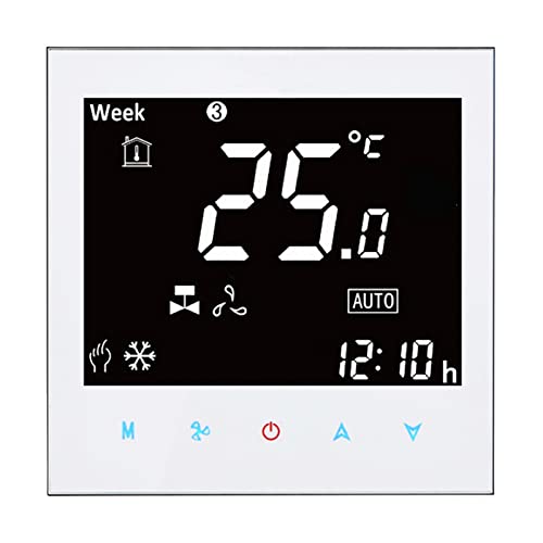 Qiumi Smart Wifi Thermostat Klimaanlage Temperaturregler mit 2 Röhren LCD Bildschirm, Tuya Smart Life App, funktioniert mit Alexa Google Home, 95 ~ 240 V AC Weiß Schriftdisplay