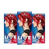 Schwarzkopf Live Ultra Bright oder Pastel Red Haarfarbe, 3 Stück, semi-permanente Farbe, hält bis zu 15 Wäschen - 092 Pilllar Box Red